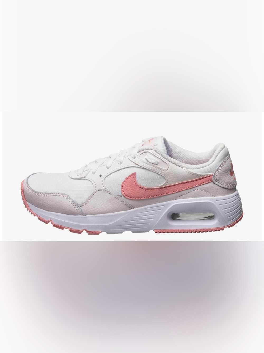 Nike White Sneaker with Pink Swoosh